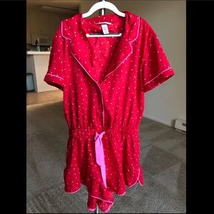Victoria’s Secret red & pink heart pajama romper